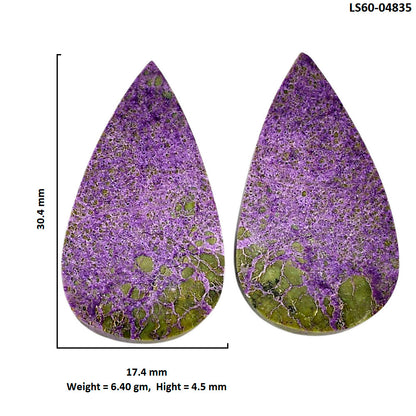 Purpurite Pair 17.4x30.4x4.5 mm Pear Shape Polished Gemstone LS60-04835