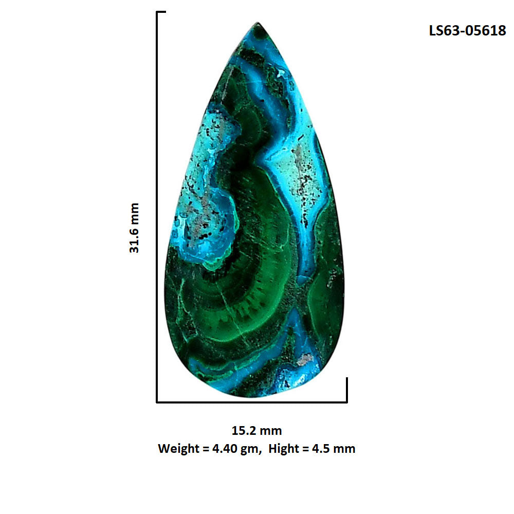 Azurite Malachite 15.2x31.6x4.5 mm Pear Shape Polished Gemstone LS63-05618