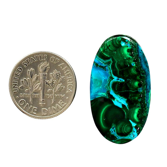 Azurite Malachite 16x28.6x5 mm Oval Shape Polished Gemstone LS63-05621