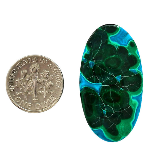 Azurite Malachite 19.3x35.9x5 mm Oval Shape Polished Gemstone LS63-05628