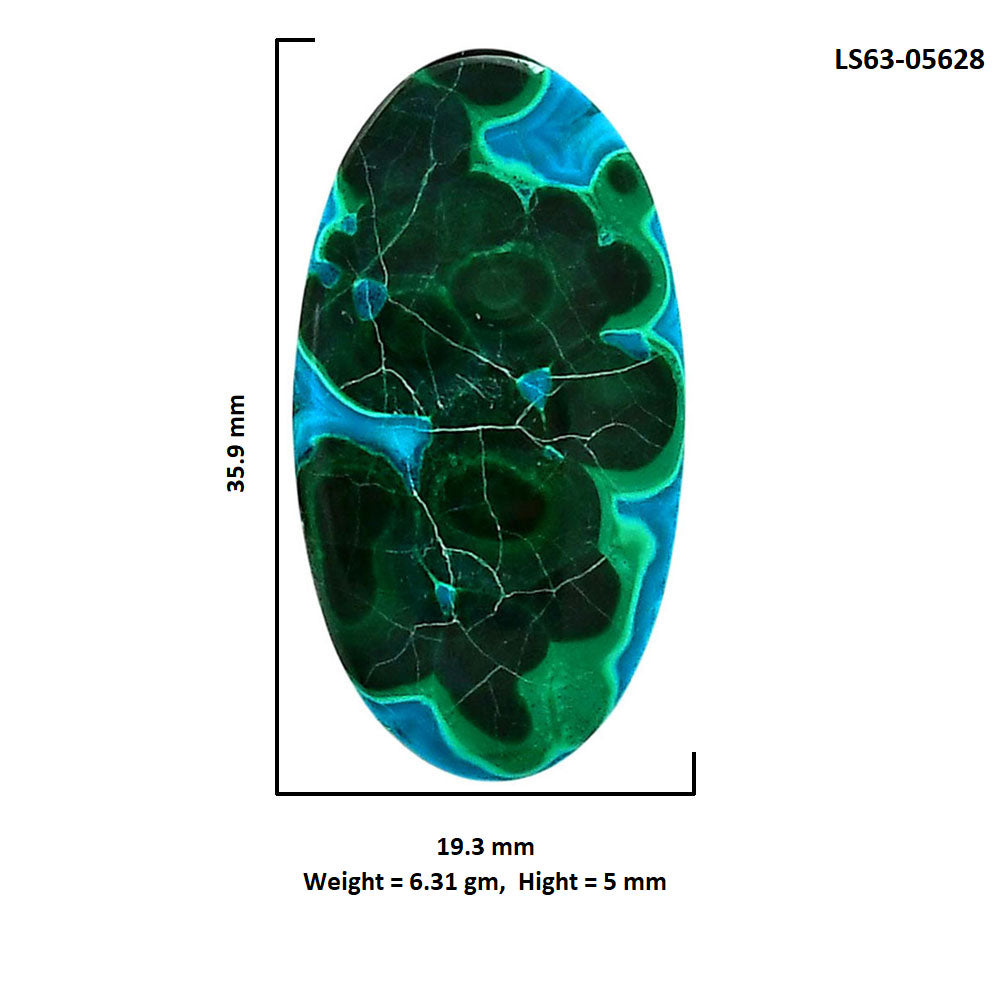 Azurite Malachite 19.3x35.9x5 mm Oval Shape Polished Gemstone LS63-05628