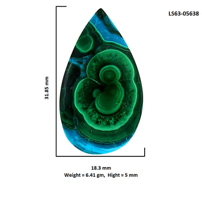 Azurite Malachite 18.3x31.85x5 mm Pear Shape Polished Gemstone LS63-05638