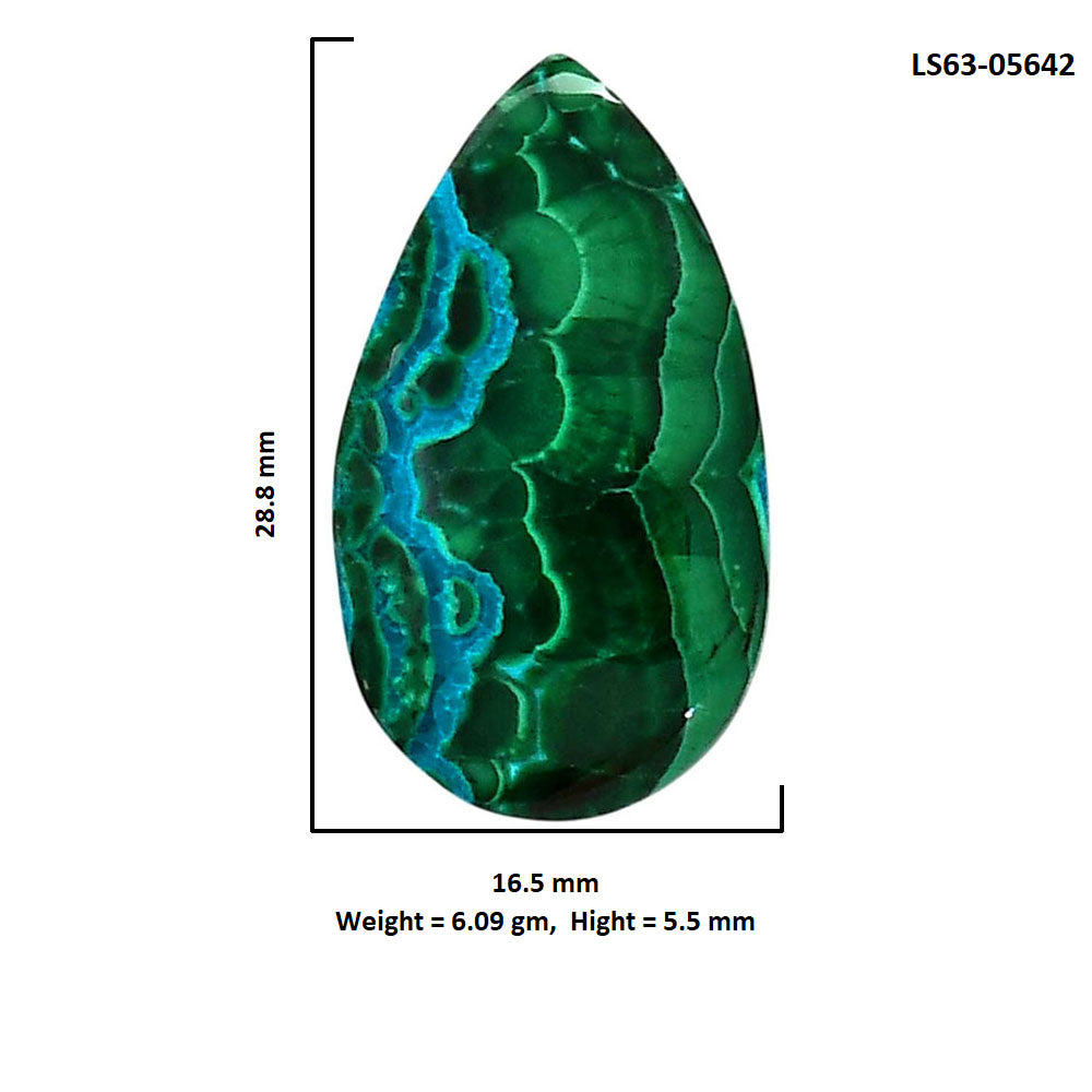 Azurite Malachite 16.5x28.8x5.5 mm Pear Shape Polished Gemstone LS63-05642