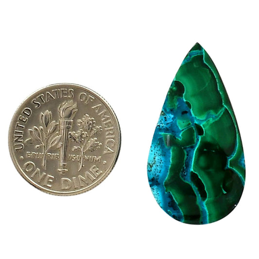 Azurite Malachite 15.4x28.65x5 mm Pear Shape Polished Gemstone LS63-05643