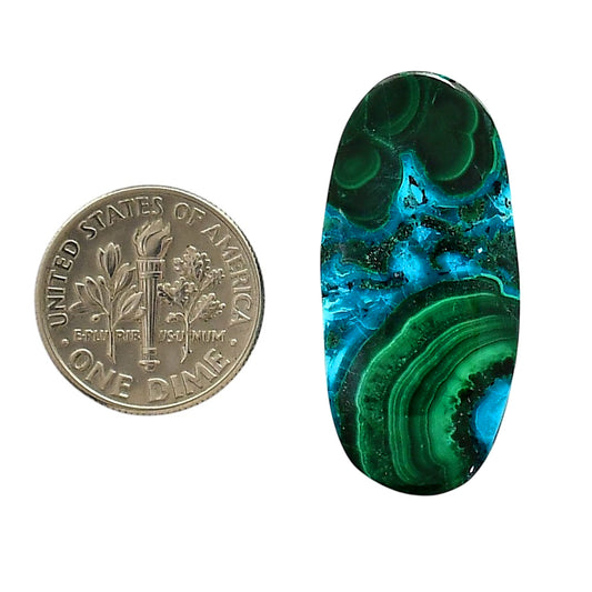 Azurite Malachite 15.4x32.6x4.7 mm Oval Shape Polished Gemstone LS63-05644