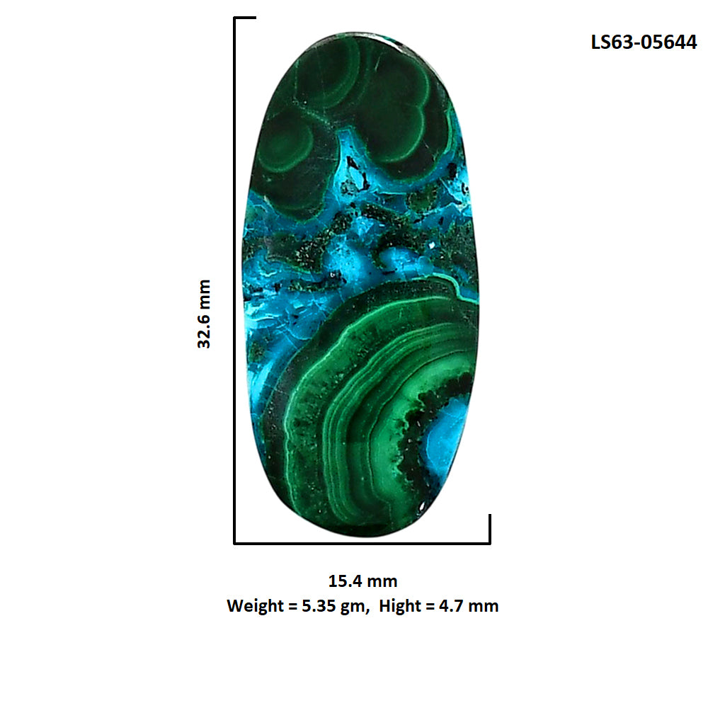 Azurite Malachite 15.4x32.6x4.7 mm Oval Shape Polished Gemstone LS63-05644