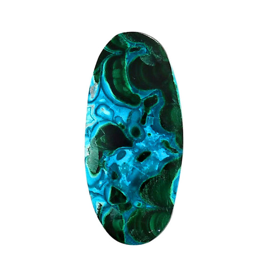 Azurite Malachite 16.4x35.2x4.5 mm Oval Shape Polished Gemstone LS63-05646