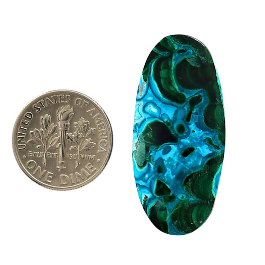 Azurite Malachite 16.4x35.2x4.5 mm Oval Shape Polished Gemstone LS63-05646