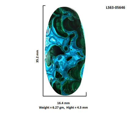 Azurite Malachite 16.4x35.2x4.5 mm Oval Shape Polished Gemstone LS63-05646