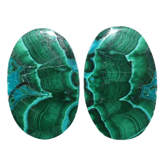 Azurite Malachite Pair 14x21.5x4 mm Oval Shape Polished Gemstone LS63-07695