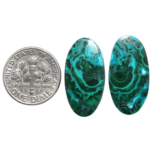 Azurite Malachite Pair 12.3x23.7x4 mm Oval Shape Polished Gemstone LS63-07696