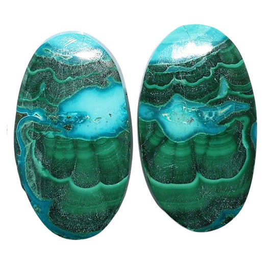 Azurite Malachite Pair 13.3x23.3x4 mm Oval Shape Polished Gemstone LS63-07697