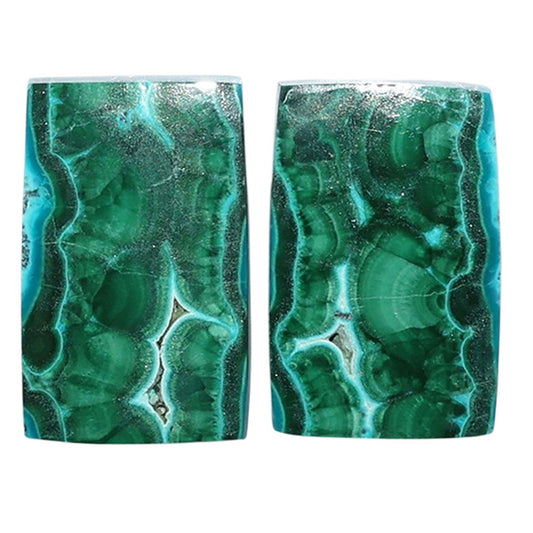 Azurite Malachite Pair 11.7x18.1x4 mm Baguette Shape Polished Gemstone LS63-07698
