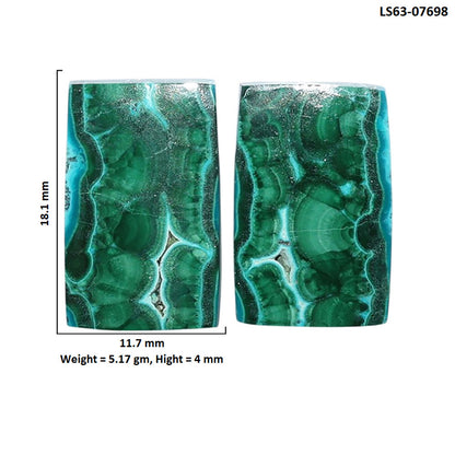Azurite Malachite Pair 11.7x18.1x4 mm Baguette Shape Polished Gemstone LS63-07698