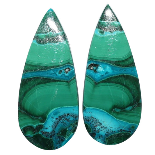 Azurite Malachite Pair 12.15x28.15x4 mm Pear Shape Polished Gemstone LS63-07699
