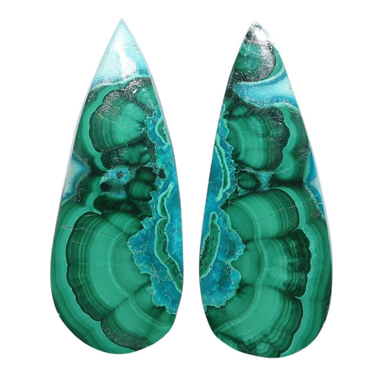 Azurite Malachite Pair 12x30.2x4 mm Pear Shape Polished Gemstone LS63-07701
