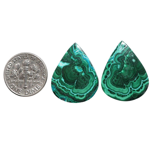 Azurite Malachite Pair 19.1x24.1x3.5 mm Pear Shape Polished Gemstone LS63-07702