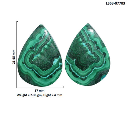 Azurite Malachite Pair 17x23.65x4 mm Pear Shape Polished Gemstone LS63-07703