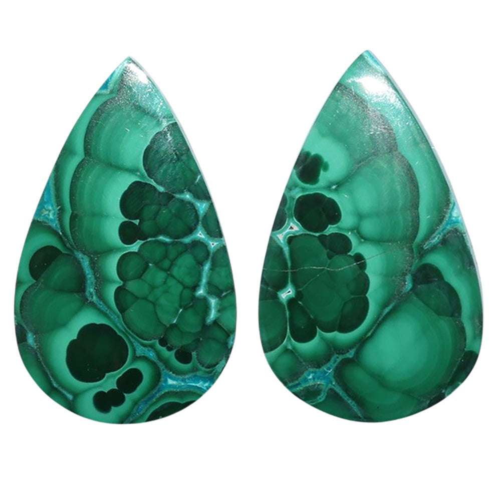 Azurite Malachite Pair 17x27.8x3.5 mm Pear Shape Polished Gemstone LS63-07704