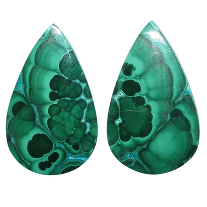 Azurite Malachite Pair 17x27.8x3.5 mm Pear Shape Polished Gemstone LS63-07704