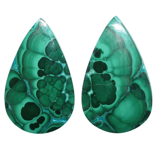 Azurite Malachite Pair 17x27.8x3.5 mm Pear Shape Polished Gemstone LS63-07704