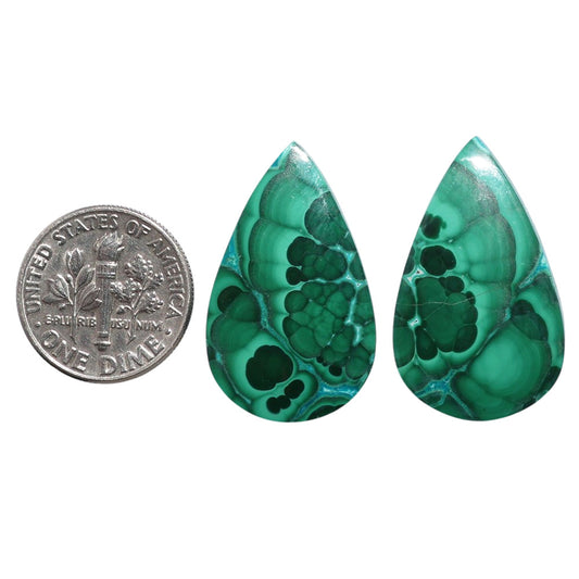 Azurite Malachite Pair 17x27.8x3.5 mm Pear Shape Polished Gemstone LS63-07704