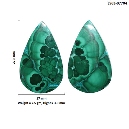 Azurite Malachite Pair 17x27.8x3.5 mm Pear Shape Polished Gemstone LS63-07704