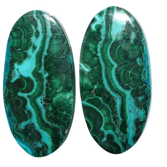 Azurite Malachite Pair 14.1x28.6x3.7 mm Oval Shape Polished Gemstone LS63-07705