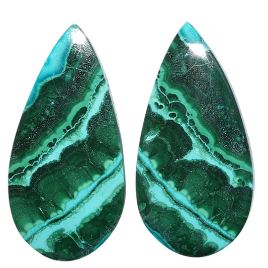 Azurite Malachite Pair 13.6x27.2x3.5 mm Pear Shape Polished Gemstone LS63-07706