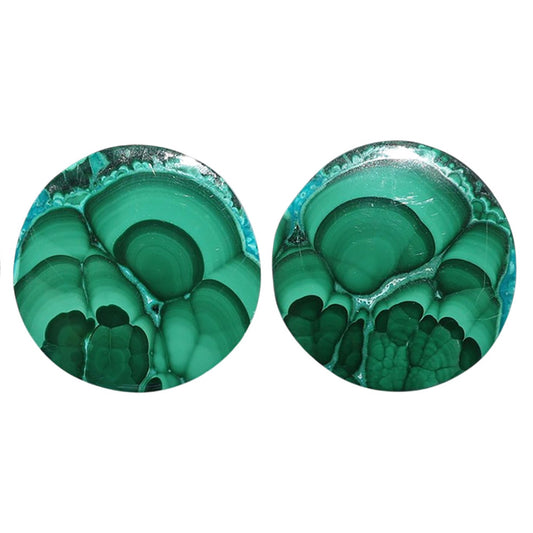 Azurite Malachite Pair 22.8x22.8x3 mm Round Shape Polished Gemstone LS63-07707