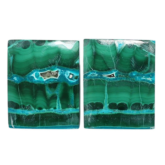 Azurite Malachite Pair 14.5x18x4.5 mm Baguette Shape Polished Gemstone LS63-07709