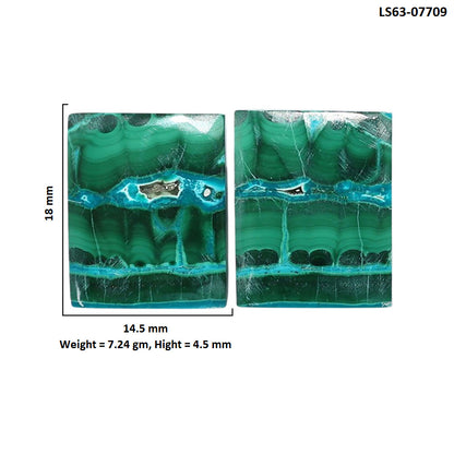 Azurite Malachite Pair 14.5x18x4.5 mm Baguette Shape Polished Gemstone LS63-07709
