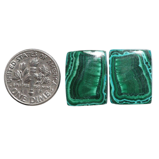 Azurite Malachite Pair 13.4x17.2x3.6 mm Baguette Shape Polished Gemstone LS63-07710