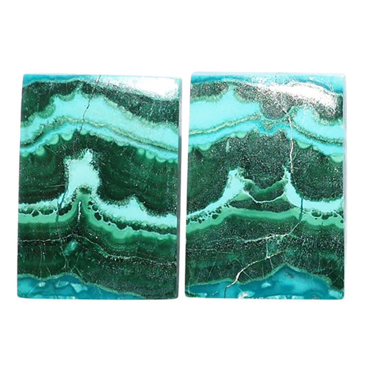 Azurite Malachite Pair 13x18x4 mm Baguette Shape Polished Gemstone LS63-07711