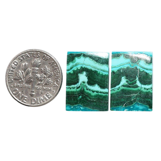Azurite Malachite Pair 13x18x4 mm Baguette Shape Polished Gemstone LS63-07711