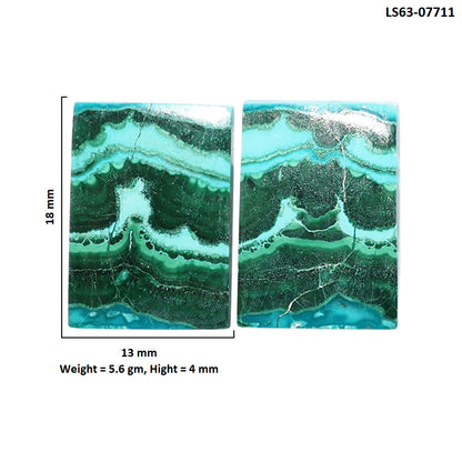Azurite Malachite Pair 13x18x4 mm Baguette Shape Polished Gemstone LS63-07711