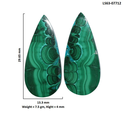 Azurite Malachite Pair 13.3x29.65x4 mm Pear Shape Polished Gemstone LS63-07712