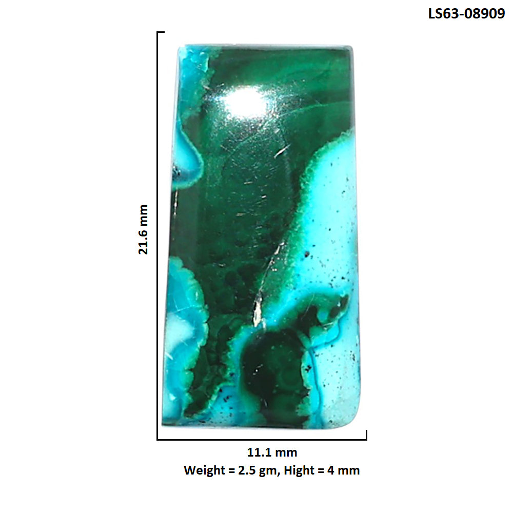 Azurite Malachite 11.1x21.6x4 mm Baguette Shape Polished Gemstone LS63-08909