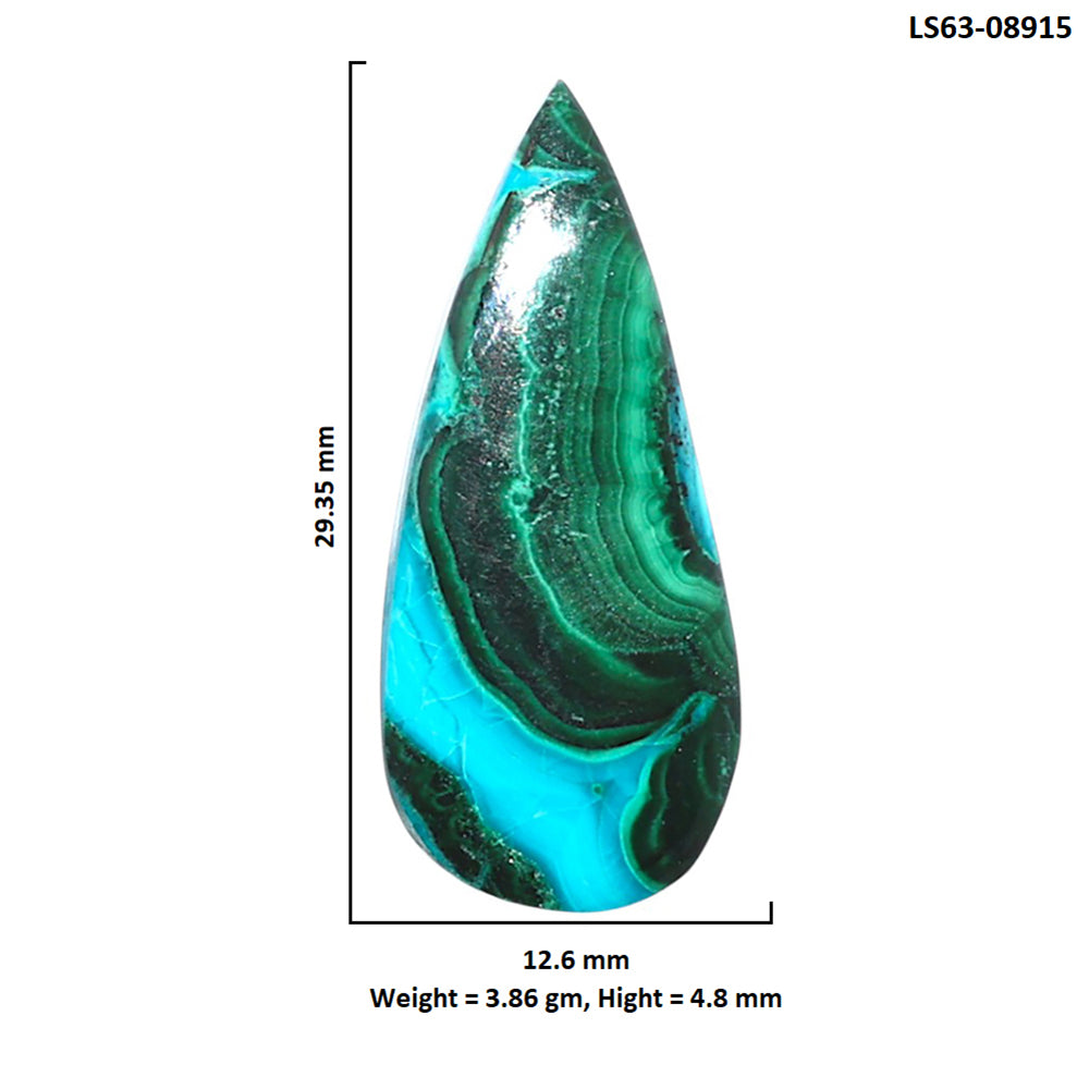 Azurite Malachite 12.6x29.35x4.8 mm Pear Shape Polished Gemstone LS63-08915