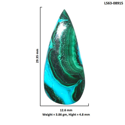 Azurite Malachite 12.6x29.35x4.8 mm Pear Shape Polished Gemstone LS63-08915
