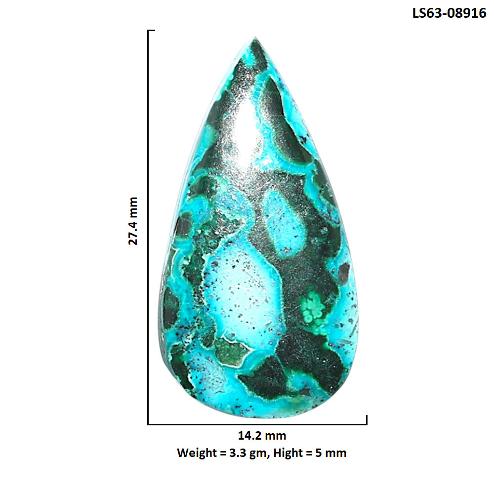 Azurite Malachite 14.2x27.4x5 mm Pear Shape Polished Gemstone LS63-08916