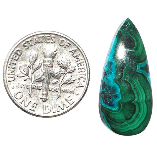 Azurite Malachite 10.9x24.3x5 mm Pear Shape Polished Gemstone LS63-08917