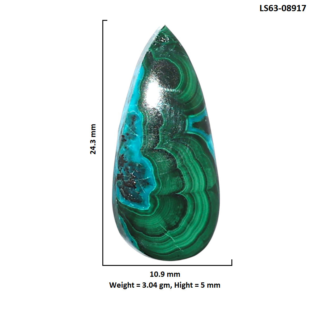 Azurite Malachite 10.9x24.3x5 mm Pear Shape Polished Gemstone LS63-08917