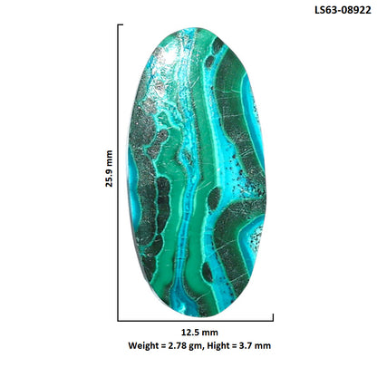 Azurite Malachite 12.5x25.9x3.7 mm Oval Shape Polished Gemstone LS63-08922