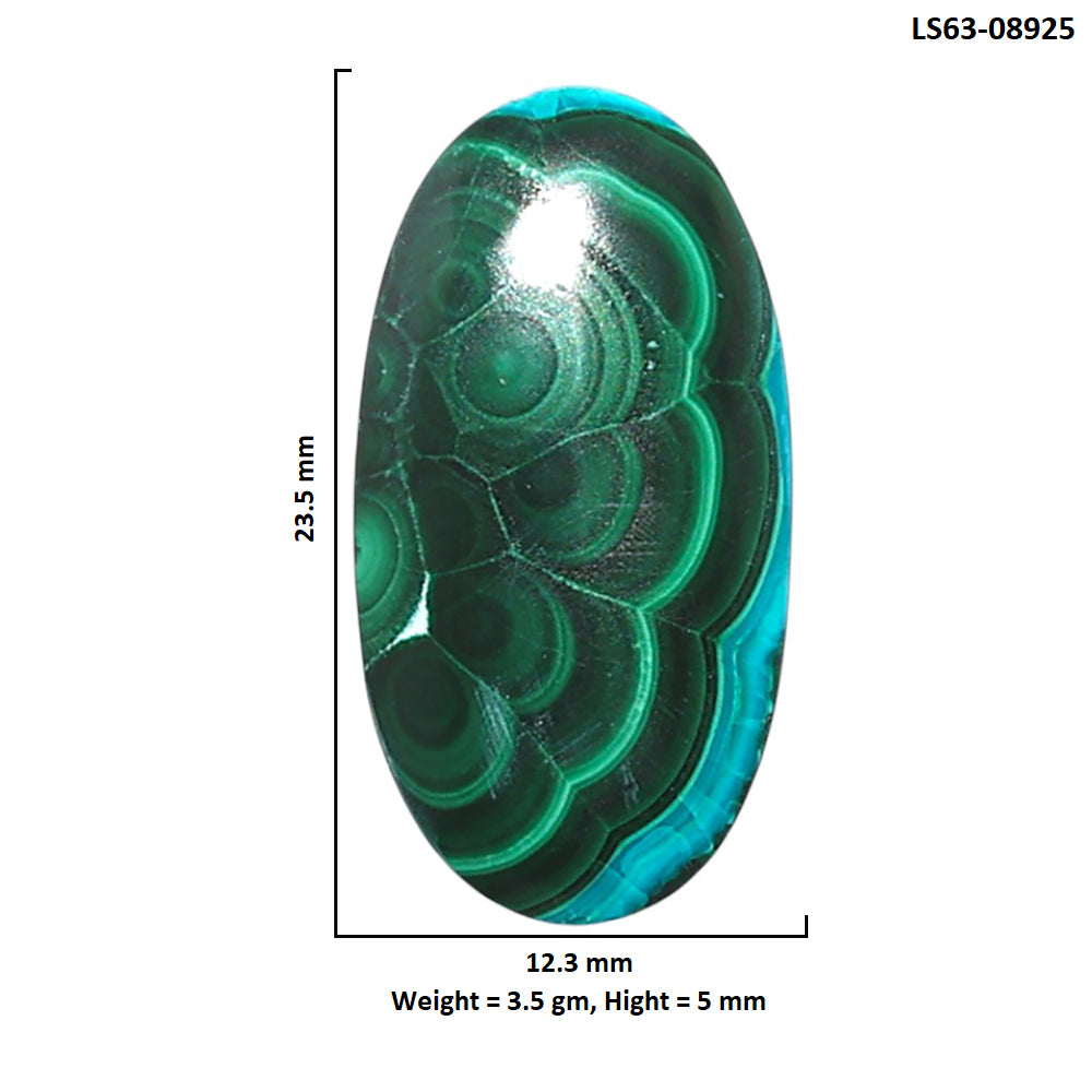 Azurite Malachite 12.3x23.5x5 mm Oval Shape Polished Gemstone LS63-08925