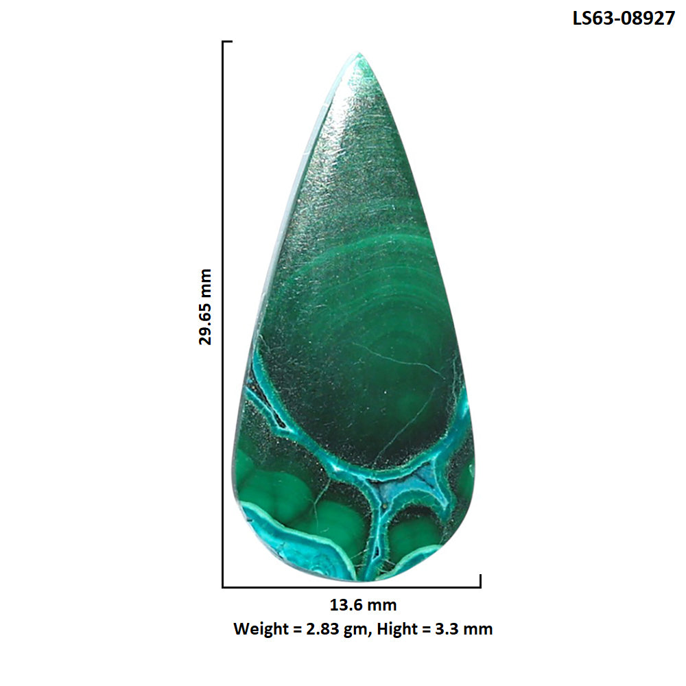 Azurite Malachite 13.6x29.65x3.3 mm Pear Shape Polished Gemstone LS63-08927