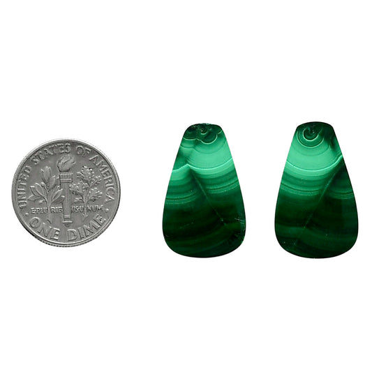 Malachite Eye Pair 13.8x22.2x4 mm Fancy Shape Polished Gemstone LS65-04236