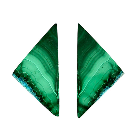 Malachite Eye Pair 15x29.8x4 mm Fancy Shape Polished Gemstone LS65-04238