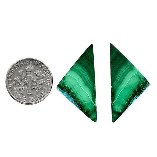 Malachite Eye Pair 15x29.8x4 mm Fancy Shape Polished Gemstone LS65-04238