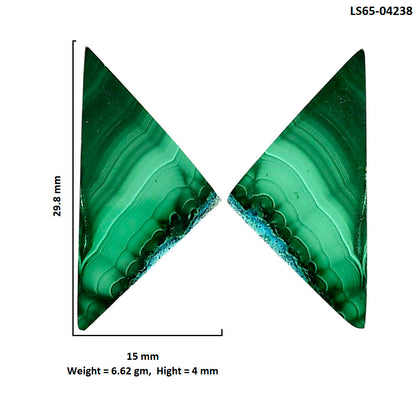 Malachite Eye Pair 15x29.8x4 mm Fancy Shape Polished Gemstone LS65-04238